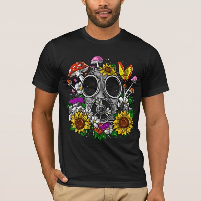 Gasmask för blommor t shirt (Framsida)