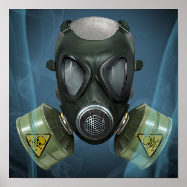 Gasmask för post-apokalyptisk gas poster (Framsidan)