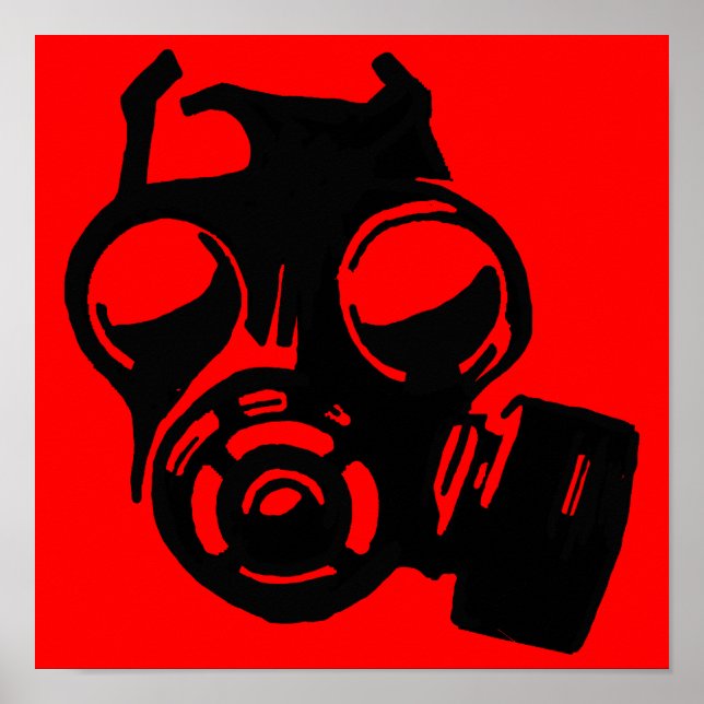 Gasmask Grafik Schablon Affisch Skylt (Framsidan)