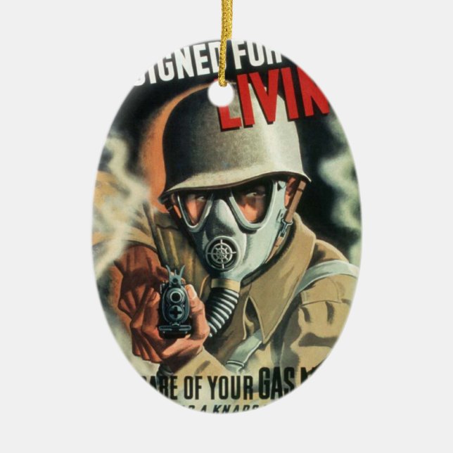 Gasmask Julgransprydnad Keramik (Framsidan)