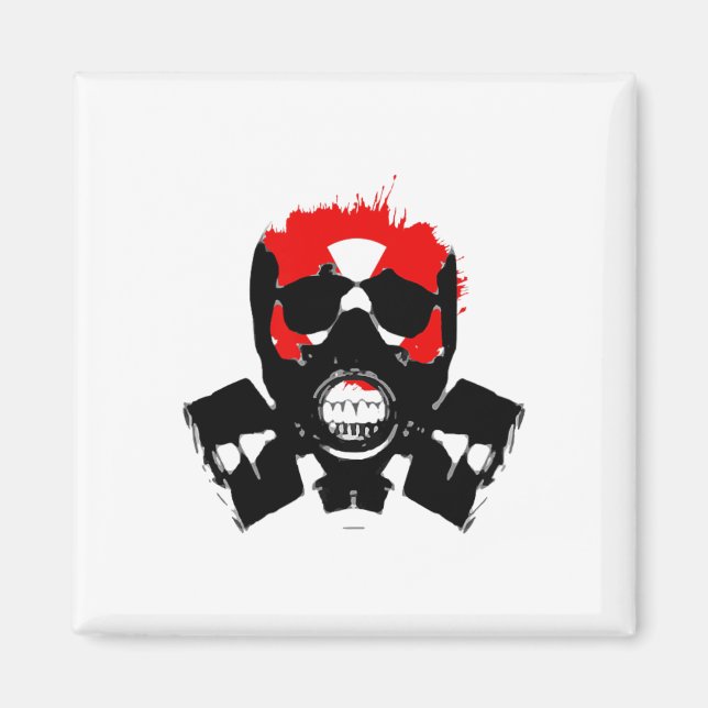 Gasmask - kolmotstånd - radioaktiv symbol - magnet (Framsidan)