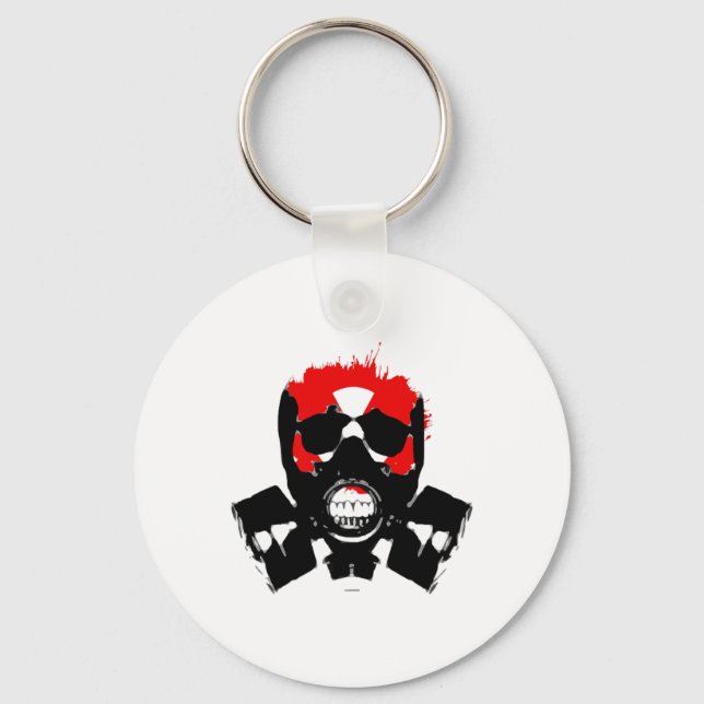 Gasmask - kolmotstånd - radioaktiv symbol - nyckelring (Framsida)