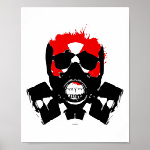 Gasmask - kolmotstånd - radioaktiv symbol - poster