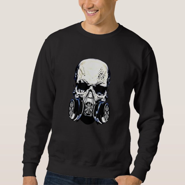 Gasmask Kvinnor Man Design Gasmask Lång Ärmad Tröja (Framsida)