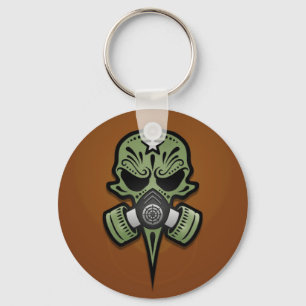 Gasmask Socker Skalle, Grön Nyckelring