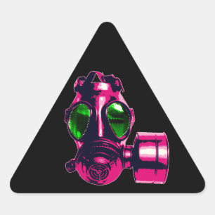 Gasmask Triangelformat Klistermärke