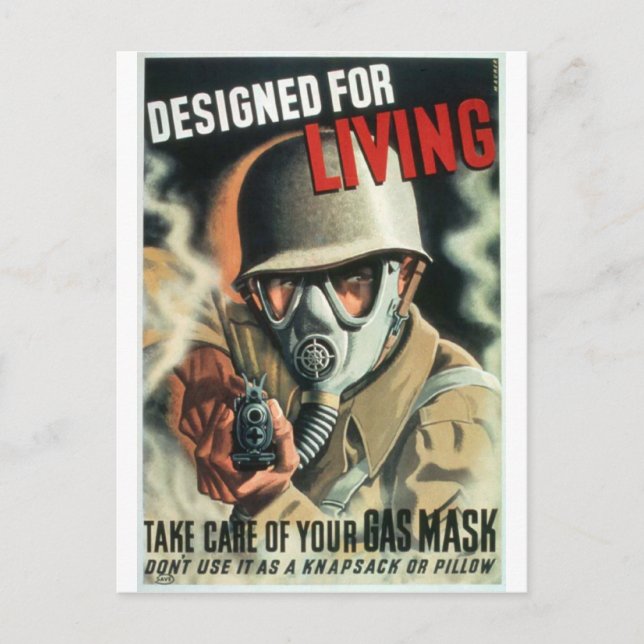 Gasmask Vykort (Framsida)