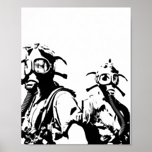 Gasmaskar i svart poster