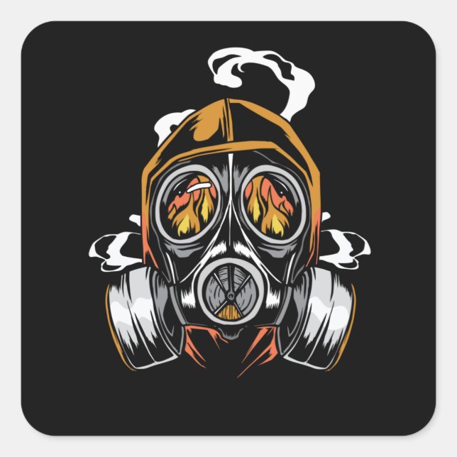Gasmaskbrand Fyrkantigt Klistermärke (Framsida)