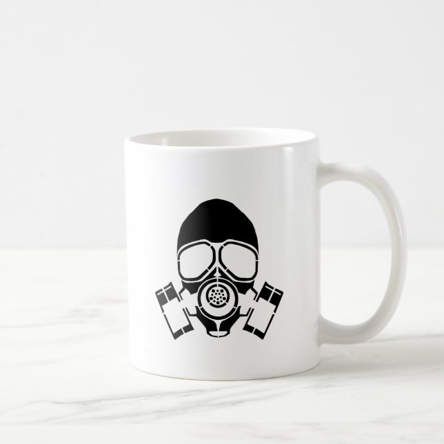 gasmasken stencilerar logotypen kaffemugg (Höger)