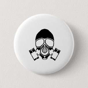 gasmasken stencilerar logotypen knapp