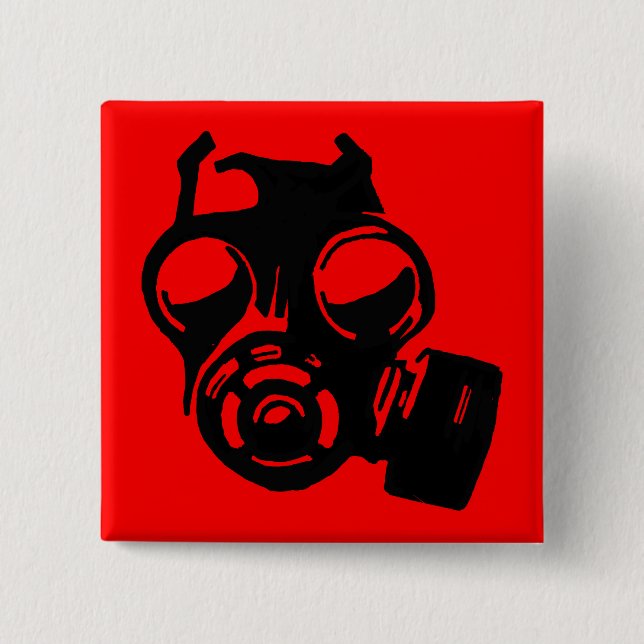Gasmaskmask Grafikknapp för stencil Badge-stift Knapp (Framsida)