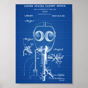 Gasmaskpatent - ritning poster