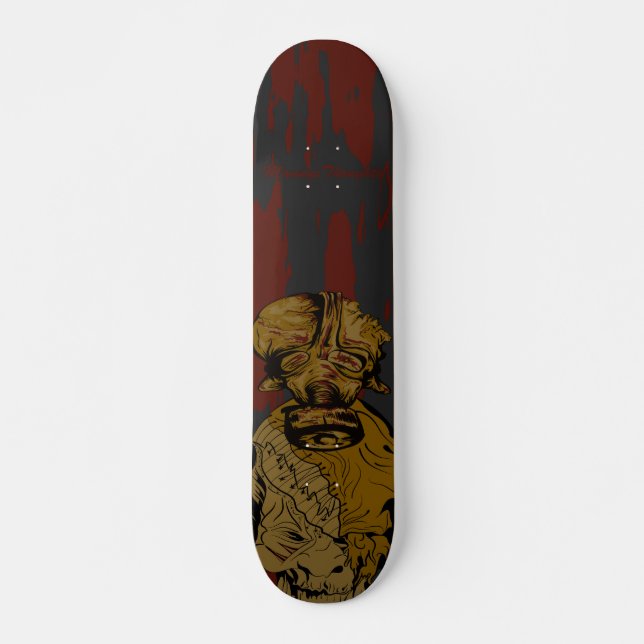 GasmaskZombieskridskon stiger ombord Old School Skateboard Bräda 18 Cm (Framsida)