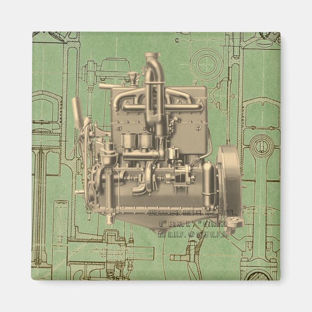 Gasmotor K5 från Wisconsin Motor Milwaukee Wiscons Magnet (Framsidan)