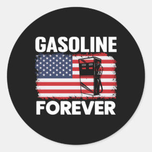 Gasoline Forever Gas Cars Patriotic USA flagga Runt Klistermärke