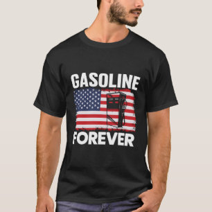 Gasoline Forever Gas Cars Patriotic USA flagga T Shirt