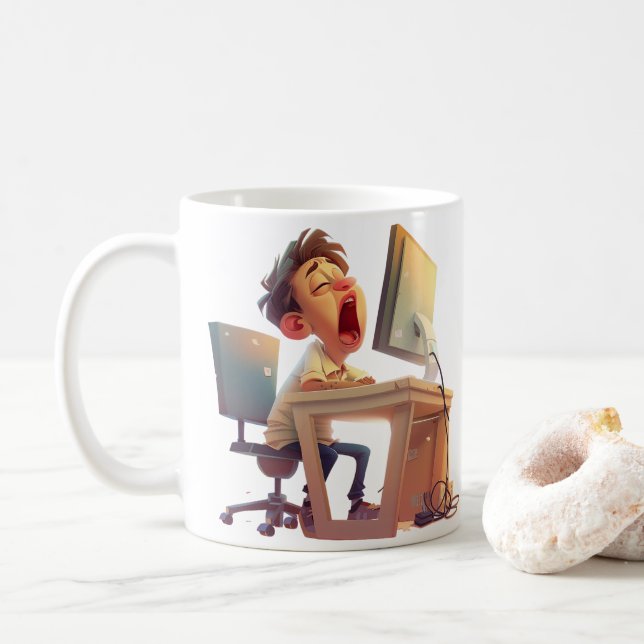 Gäspa efter kaffe! För honom Kaffemugg (Med munk)