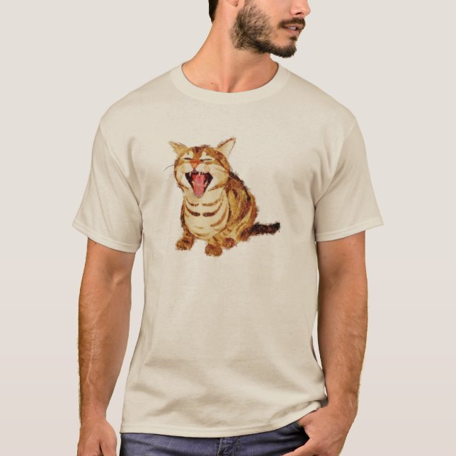 Gäspa tabbyen i pastell rita skissar t-shirt (Framsida)