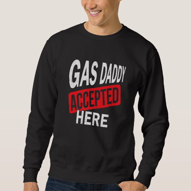 Gaspappa accepterade bensin här lång ärmad tröja (Framsida)
