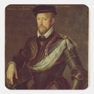Gaspard II av den Coligny amiralen av frankriken Fyrkantigt Klistermärke