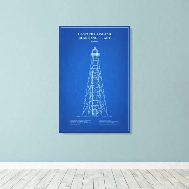 Gasparilla Island Rear Range Light - Florida - AD Canvastryck (Insitu (trägolv))
