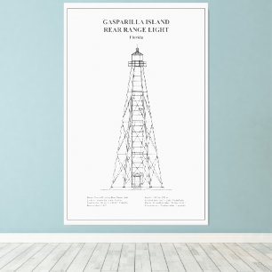 Gasparilla Island Rear Range Light - Florida - BD Canvastryck