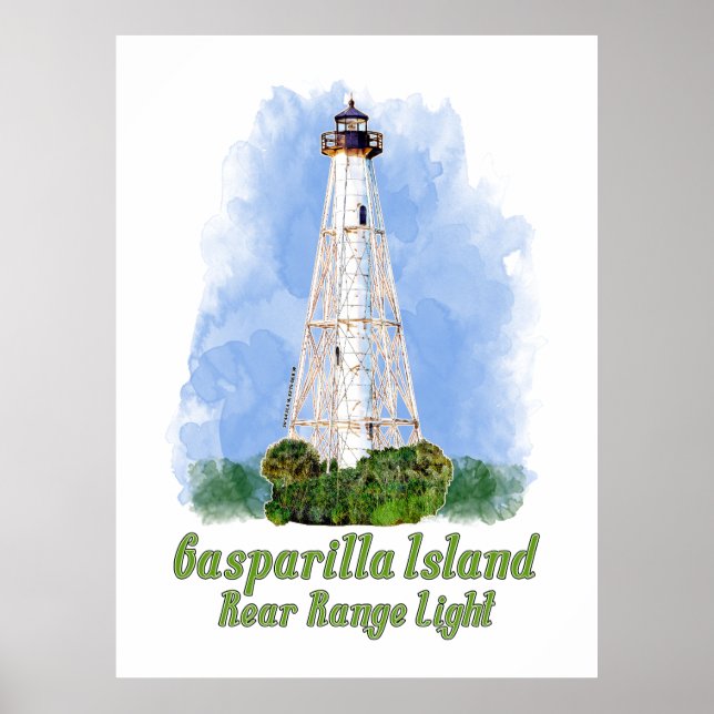 Gasparilla Island Rear Range Light - Florida Poster (Framsidan)