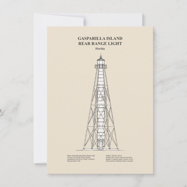 Gasparilla Island Rear Range Light - Florida - SBD Anteckningskort (Framsida)