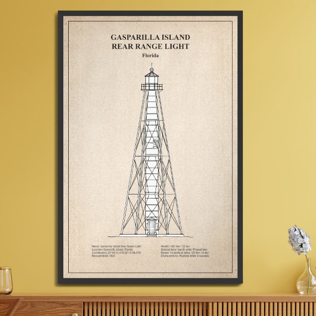 Gasparilla Island Rear Range Light - Florida - SBD Fototryck (Skapare uppladdad)