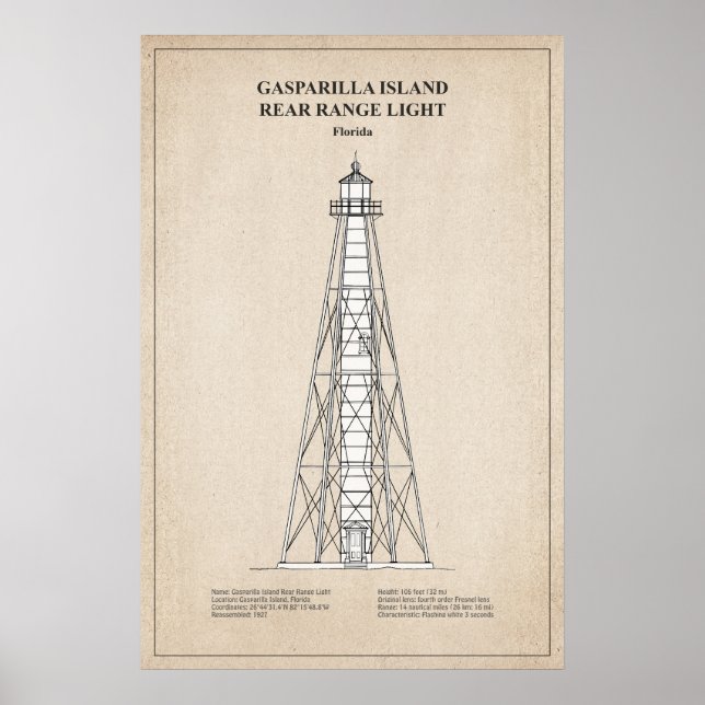 Gasparilla Island Rear Range Light - Florida - SBD Poster (Framsidan)