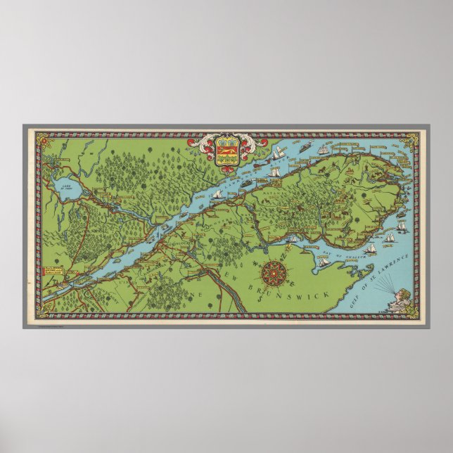 Gaspe Peninsula, Kanada Karta Poster (Framsidan)