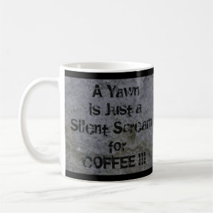 Gäspningen är ett tyst skri för kaffebjörn kaffemugg