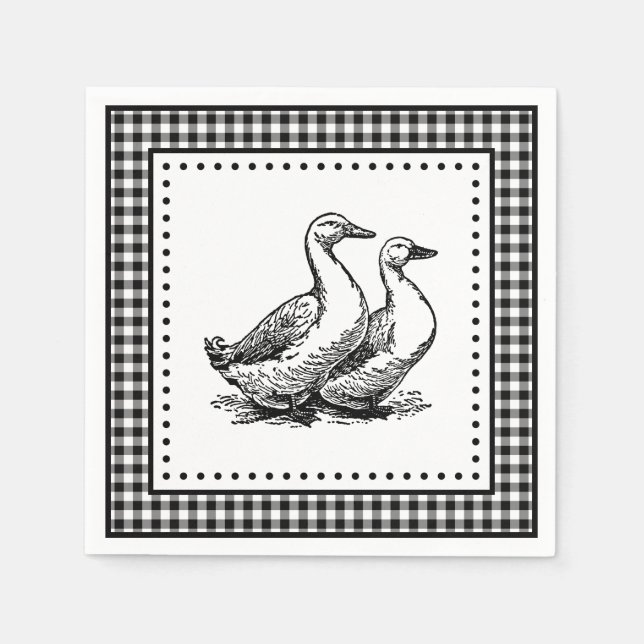 Gäss Gingham Pappersservett (Framsidan)