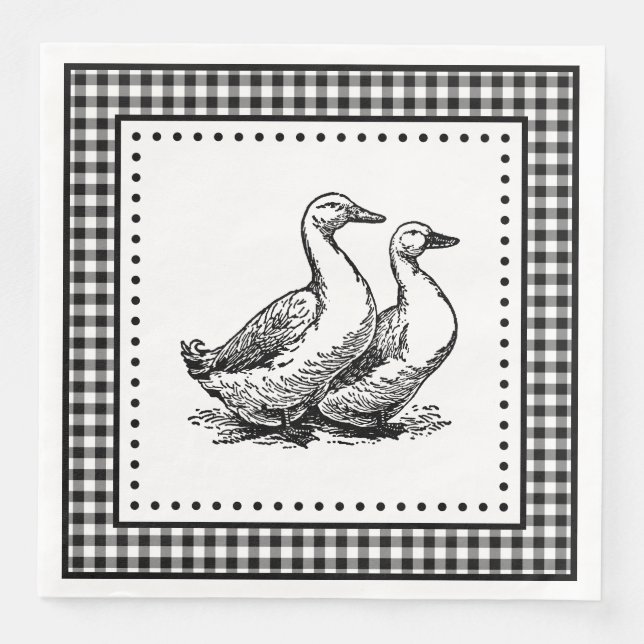 Gäss Gingham Pappersservett (Framsida)