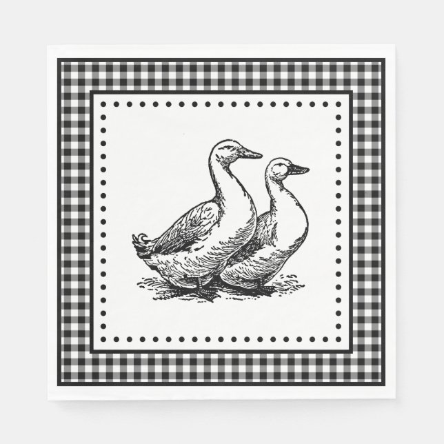 Gäss Gingham Pappersservett (Framsidan)