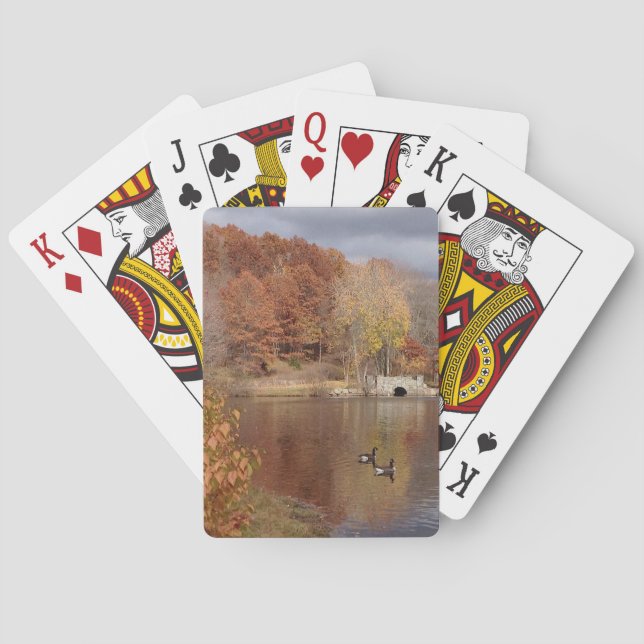 Gäss i reflekterade Höst färger - Spelkort (Baksidan)