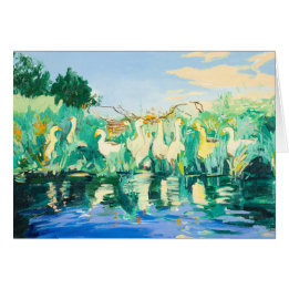 Gäss och ankor vid flodanpassadet hälsningskort