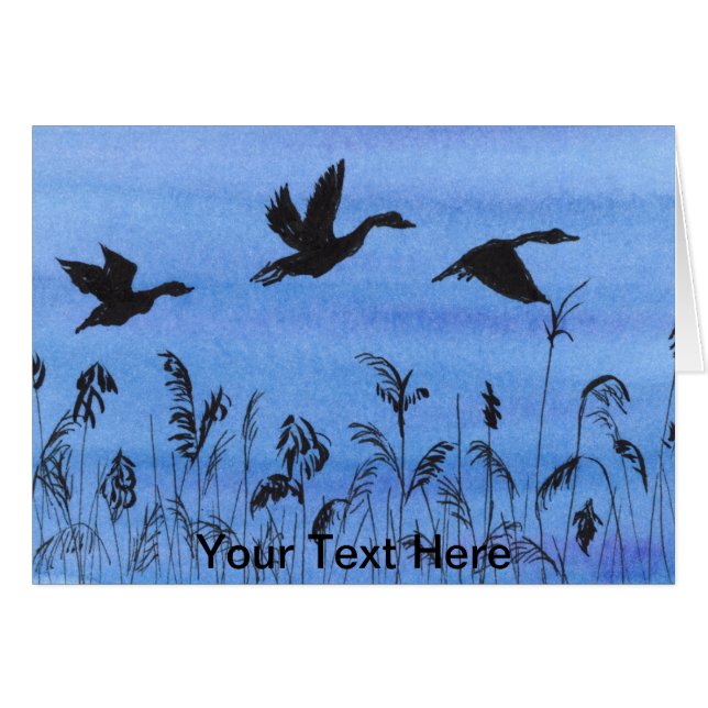 Gäss på flyg hälsningskort (Framsidan Horizontal)