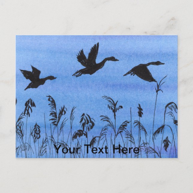 Gäss på flyg vykort (Framsida)