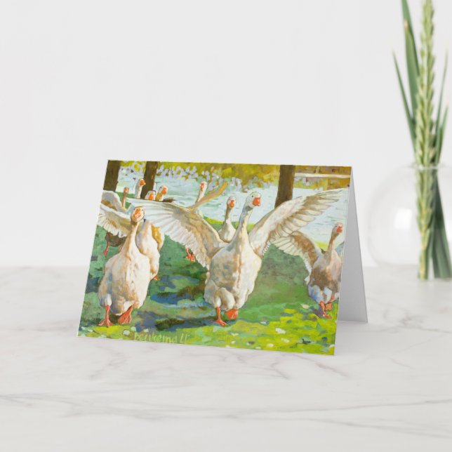 Gäss som passerar genom Grönt Park Kort (Framsida)