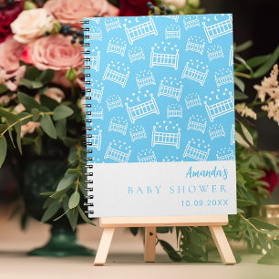 Gäst Bok Baby Shower Blue white criboyen Anteckningsbok