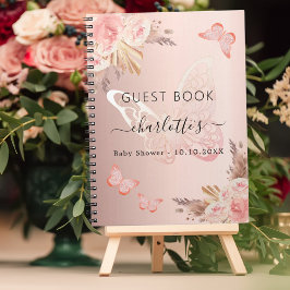Gäst bok Baby Shower ro guld butterfly boho Anteckningsbok