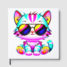 Gäst Bok... "Groovy Neon Cat Wall Art - Vibrant