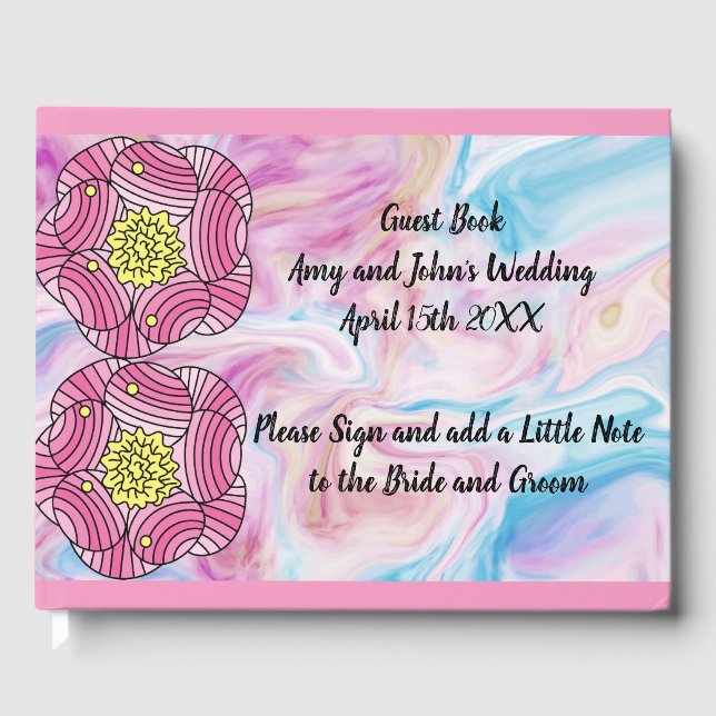 Gäst Bok i Rosa for Bride and Groom (Framsida)