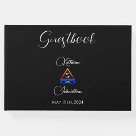 Gäst Bok=Tvåfaldig symbol - Svart - Svart - Flamsy Gästböcker