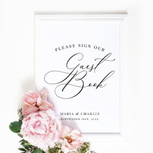 Gäst Bok undertecknar Bröllop Modern Elegant Poster