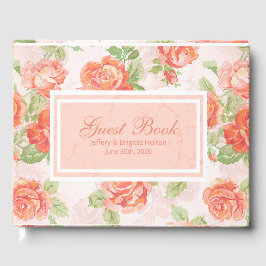 Gäst för blommigt-persika och grönt-färgad i bok