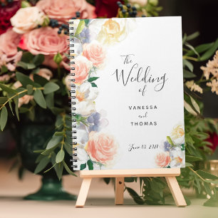 Gäst för den vita korallromantiska blommigten bok anteckningsbok