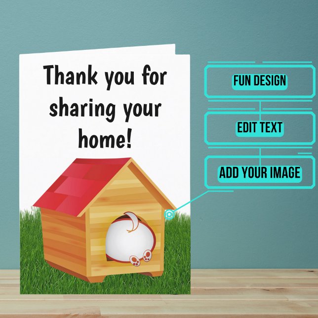 Gäst håll dig till Hund House Design Tack Kort (This is a great card to thank someone who showed you hospitality.)